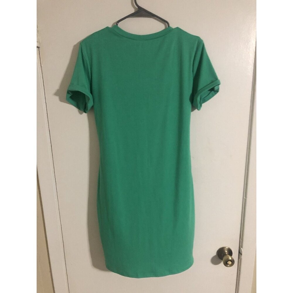 Lillusory Classic Women's T-Shirt Green Dress Stretch Tie Waist, Size Large - Picture 4 of 5